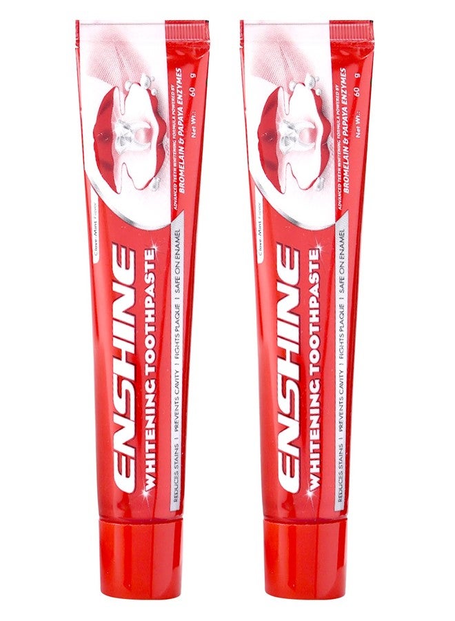 Enshine Teeth Whitening Toothpaste | With Papaya Enzyme & Bromelain | Removes Stains & Prevents Discoloration | Non-Toxic & Cruelty-Free Pack of 2 (100g each) - Image 1